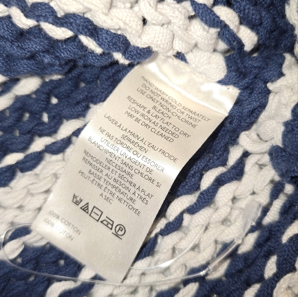 FREE PEOPLE Portland Pullover Navy Blue Stripes Sweater Knit SMALL - Picture 7 of 10